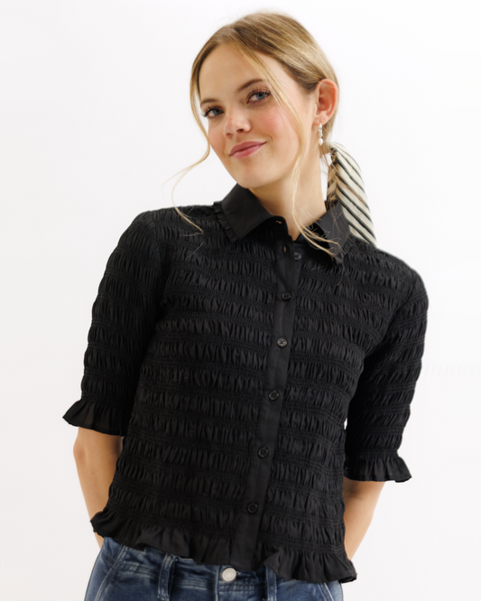 Smocked Button Down - Final Sale