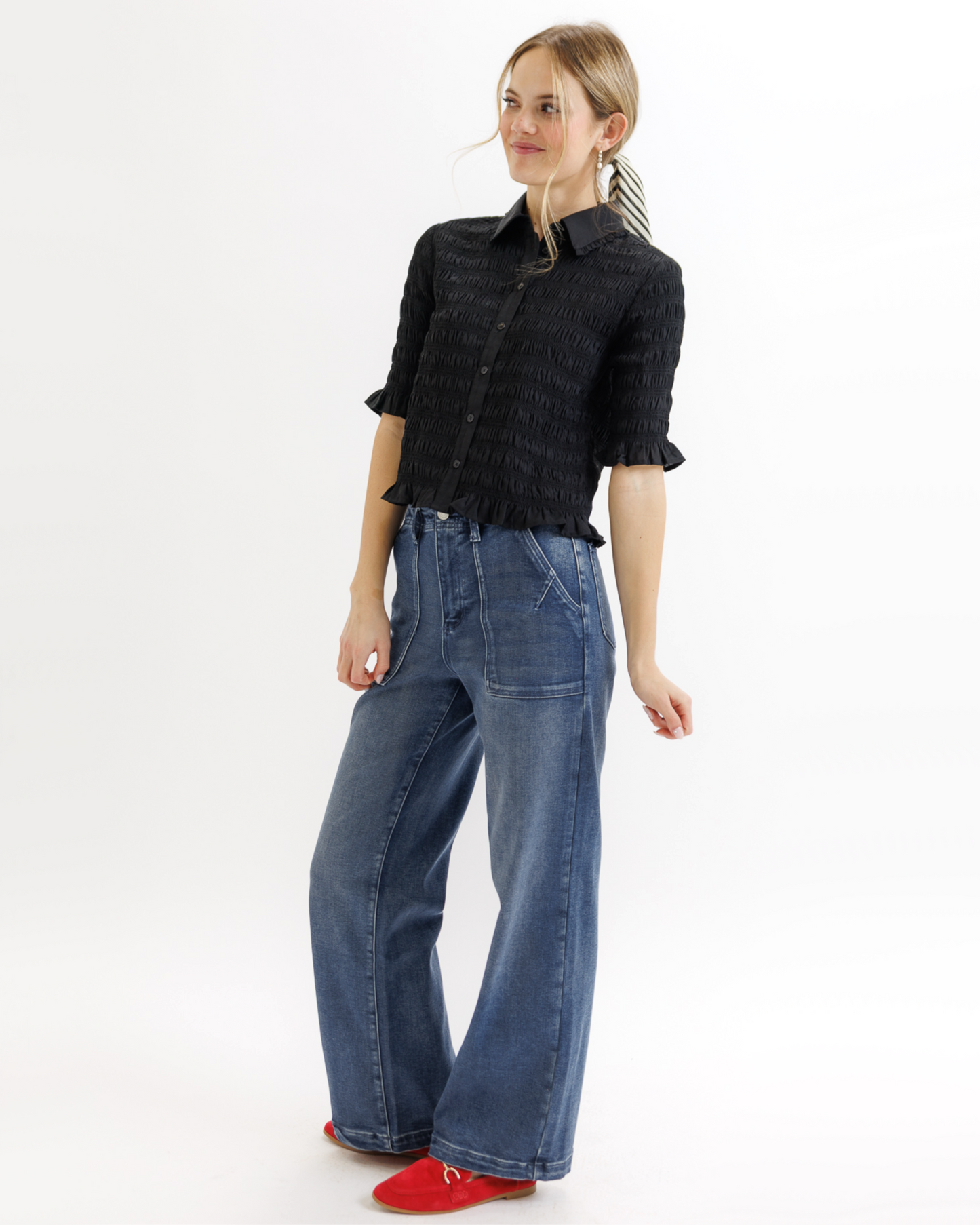 Smocked Button Down - Final Sale