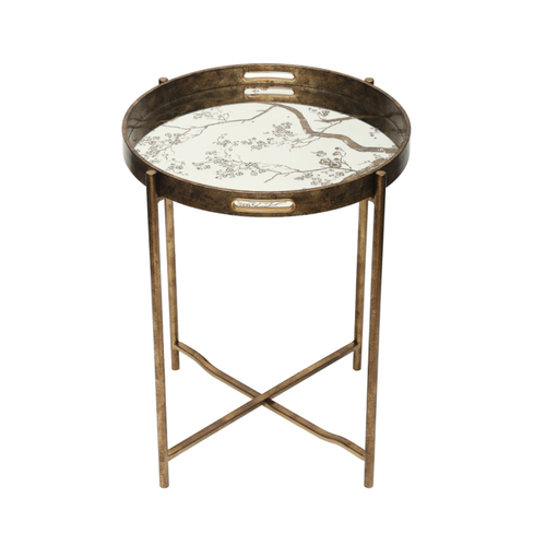 Antique gold and mirror top side table. Super Value item-Renaissance Design Studio