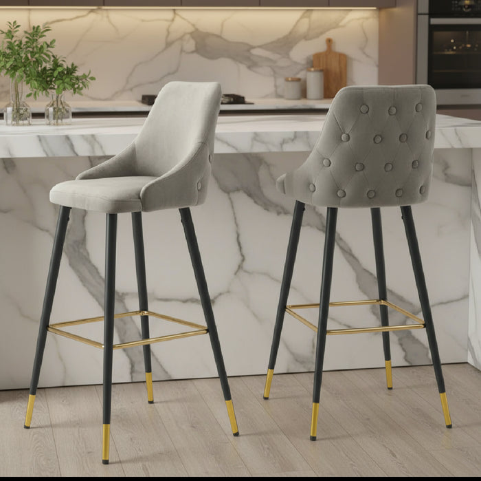 Avanza Bar Stool With Gold Cap In Grey & Navy - Now up to 50% Off-Renaissance Design Studio