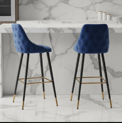Avanza Bar Stool With Gold Cap In Grey & Navy - Now up to 50% Off-Renaissance Design Studio