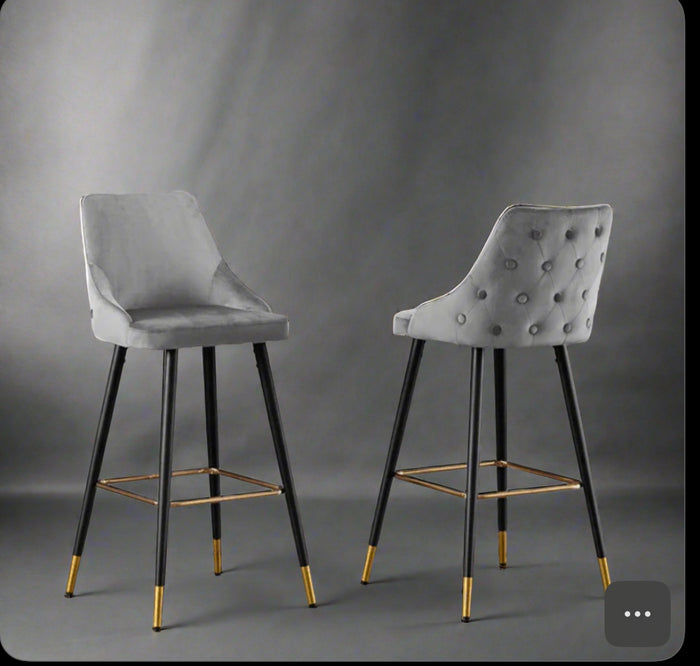 Avanza Bar Stool With Gold Cap In Grey & Navy - Now up to 50% Off-Renaissance Design Studio