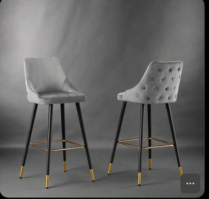 Avanza Bar Stool With Gold Cap In Grey & Navy - Now up to 50% Off-Renaissance Design Studio