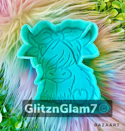 Baby Highland Cow WITH BOW (STYLE 1) Freshie Silicone Mold-GNG7 Exclusive
