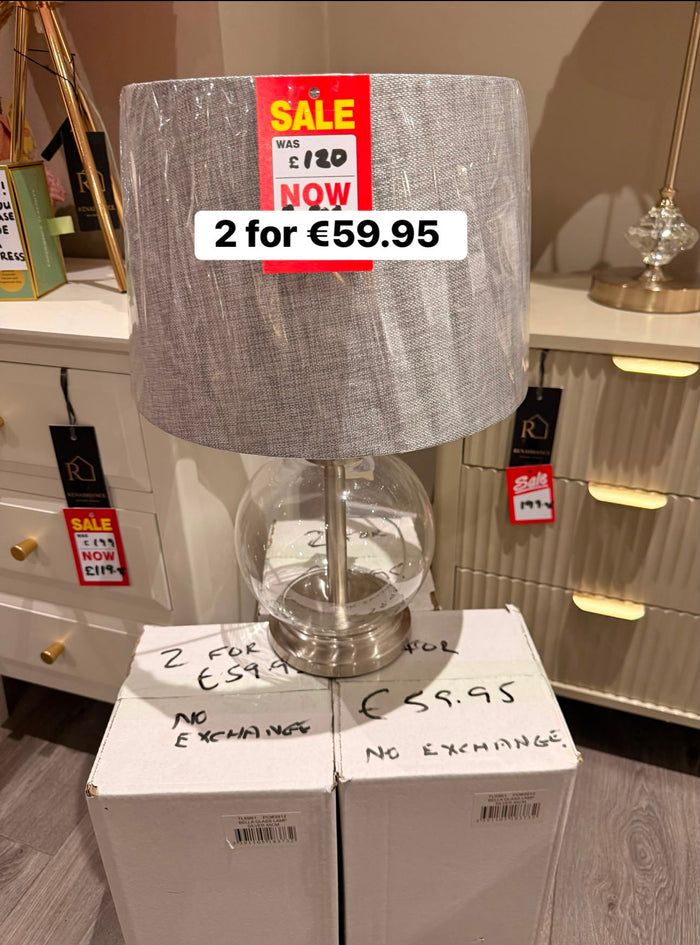 Bella Lamp glass 45cm Half Price Offer Instore only.Price is for a set of 2-Renaissance Design Studio