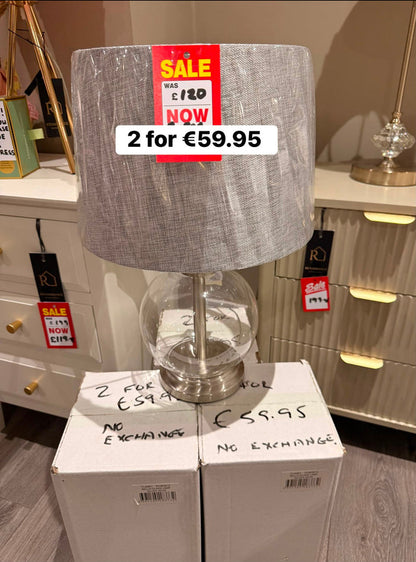 Bella Lamp glass 45cm Half Price Offer Instore only.Price is for a set of 2-Renaissance Design Studio