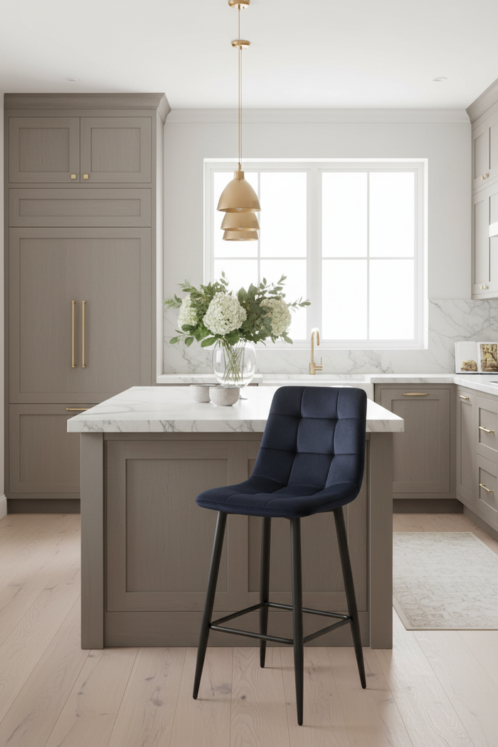 Bella Velvet Counter Stool Deep dark Blue set of 2 Last set available ! Half price-Counter Stools-Renaissance Design Studio