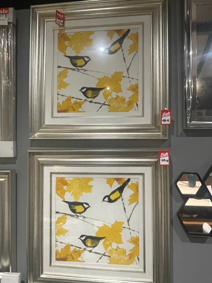 Birds on Champagne frame wall art Half Price reduced for Instore pick up.-Renaissance Design Studio