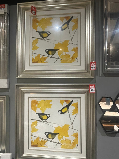 Birds on Champagne frame wall art Half Price reduced for Instore pick up.-Renaissance Design Studio