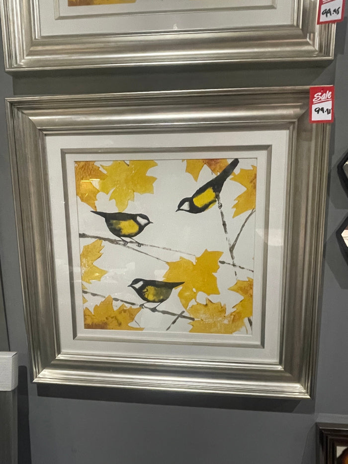 Birds on Champagne frame wall art Half Price reduced for Instore pick up.-Renaissance Design Studio
