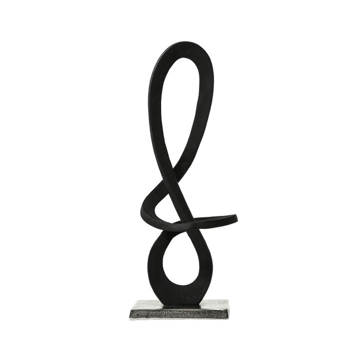 Black Metal Sculpture With Nickel Base 46cm-Renaissance Design Studio
