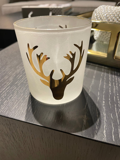Christmas seasonal voitive with Stag logo 8 cm REDUCED-Renaissance Design Studio