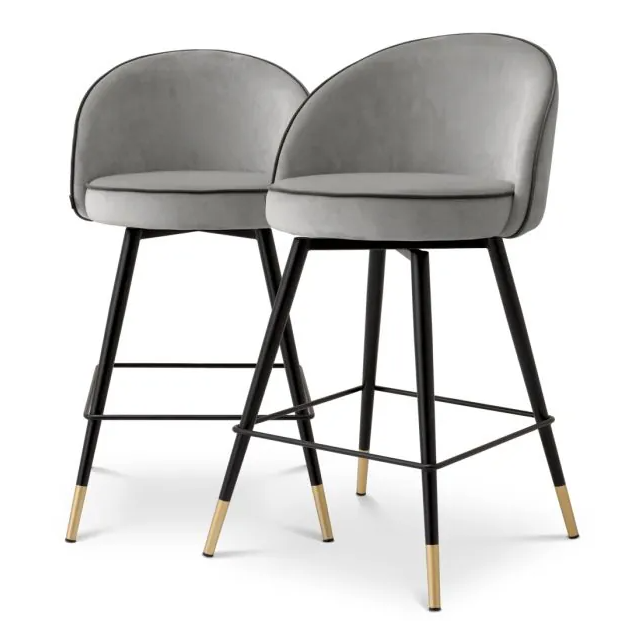 Roche light grey  velvet set of 2