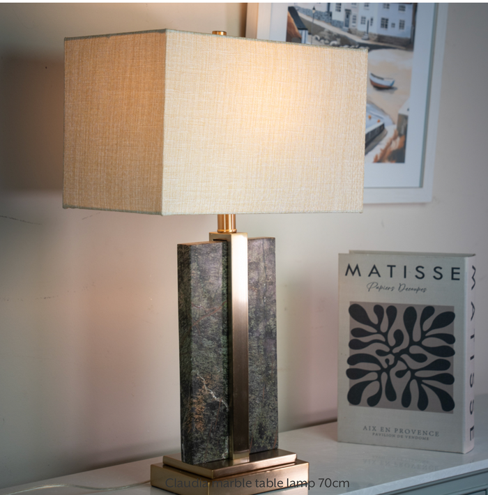 Cora large Marble Table Lamp complete With Shade .-Renaissance Design Studio