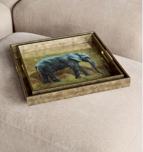 Elephant Decorative Set of 2 Nesting Trays-Renaissance Design Studio