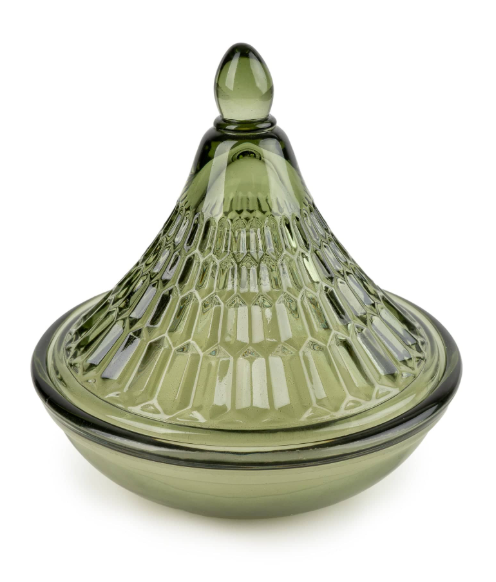 Embossed Tagine Glass Candle - Green-Renaissance Design Studio