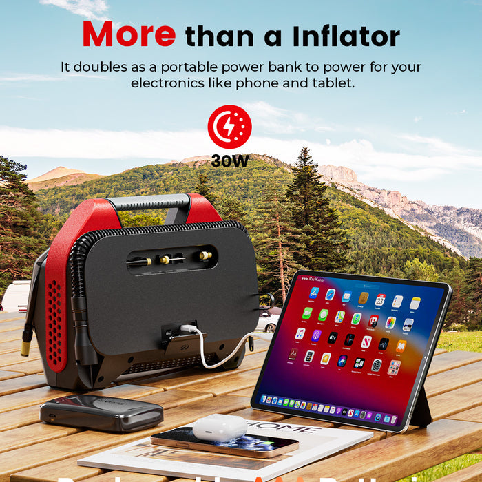 More than a inflator. It doubles as a portable power bank to power for your electronics like phone and tablet.