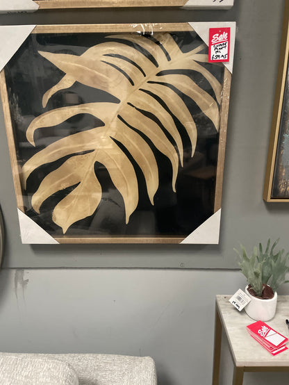 Framed picture with cheese plant leaf . Choice of 2 reduced-Renaissance Design Studio