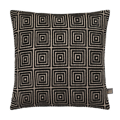 Geo Mosaic Cushion feather filled in Black and gold-Renaissance Design Studio