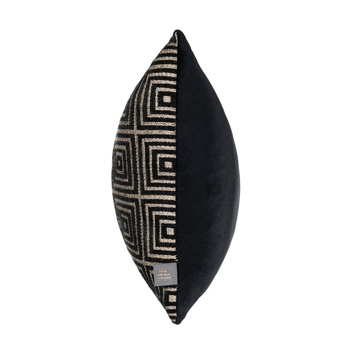 Geo Mosaic Cushion feather filled in Black and gold-Renaissance Design Studio