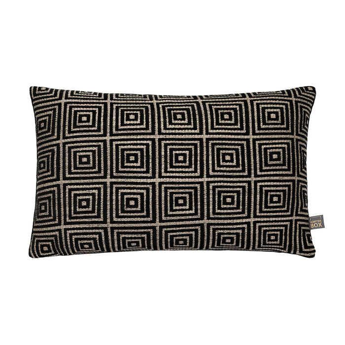 Geo Mosaic Cushion feather filled in Black and gold-Renaissance Design Studio