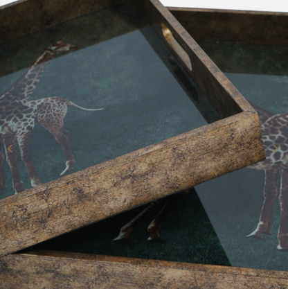 Giraffe Decorative Set of 2 Nesting Trays-Renaissance Design Studio