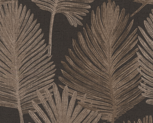 Gold & Black Leaf Wallpaper By Ryan-Renaissance Design Studio