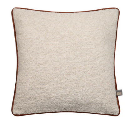 Harriet Textured Cream Cushion With Contrast Rust Piping-Renaissance Design Studio