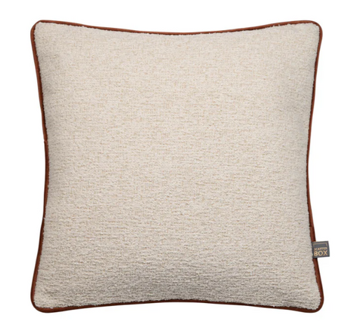 Harriet Textured Cream Cushion With Contrast Rust Piping-Renaissance Design Studio