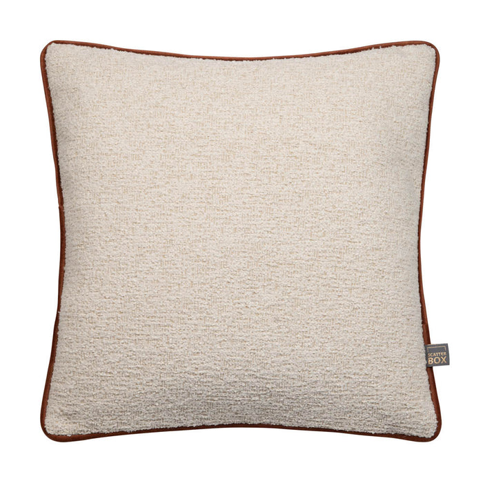 Harriet Textured Cream Cushion With Contrast Rust Piping-Renaissance Design Studio