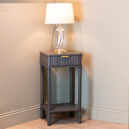 Harvey 1 drawer Ebony bedside cabinet lamp table 36 cm wide NETT PRICE-Renaissance Design Studio