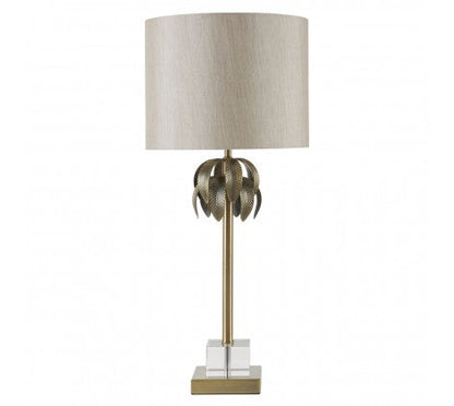 Herta lamp with leaf design antique brass reduced-Renaissance Design Studio