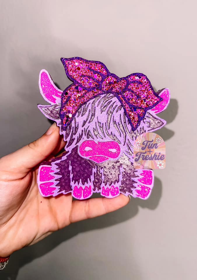 Highland Cow STYLE 2 (WITH BOW) Freshie Silicone Mold-GNG7 Exclusive