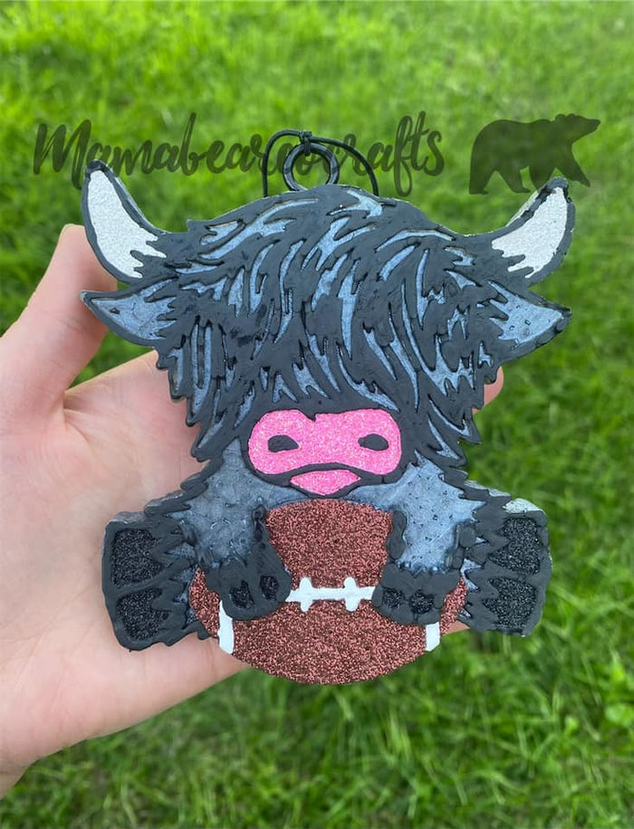 Highland Cow w/ Football Silicone Mold-Highland Cow w/ Rose Silicone Mold-GNG7 Exclusive