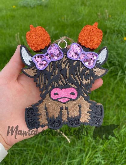 Highland Cow w/ Pumpkins (Cardstock Option) Silicone Mold