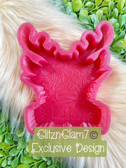 Highland Cow w/ Reindeer Antlers (WITH BOWS) Silicone Mold-GNG7 Exclusive