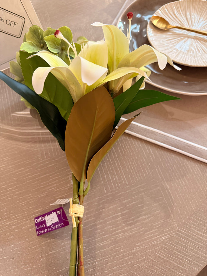 Hyacinth Hydrangea Lily bouquet-faux flowers-Renaissance Design Studio