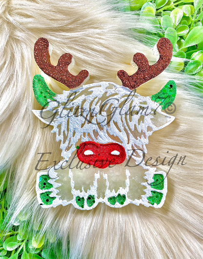 Highland Cow w/ Reindeer Antlers (NO BOWS) Silicone Mold