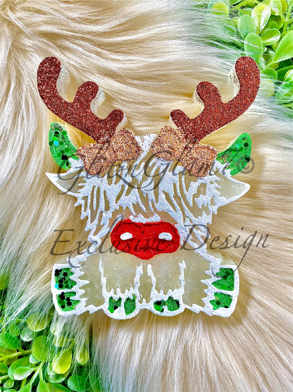 Highland Cow w/ Reindeer Antlers (WITH BOWS) Silicone Mold-GNG7 Exclusive