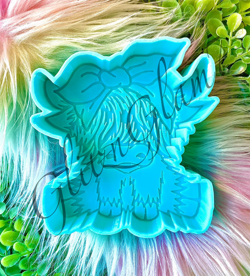 Highland Cow STYLE 2 (WITH BOW) Freshie Silicone Mold-GNG7 Exclusive