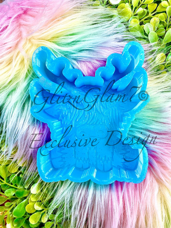 Highland Cow w/ Reindeer Antlers (NO BOWS) Silicone Mold