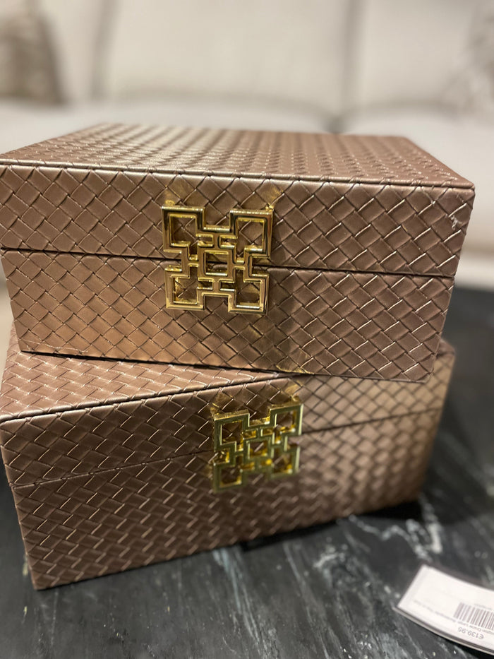 Jewellery Boxes Set of 2 Bronze & Cream - Reduced-Renaissance Design Studio