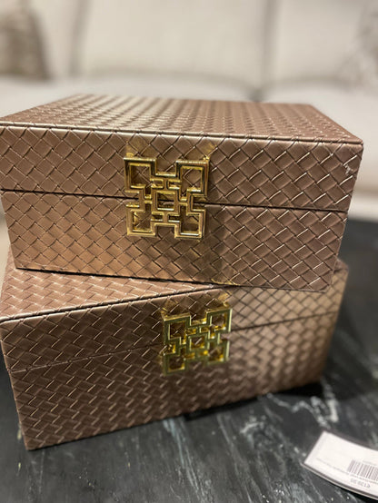 Jewellery Boxes Set of 2 Bronze & Cream - Reduced-Renaissance Design Studio