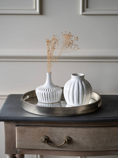 Laura Ashley White Set Of Two Stoneware Vases-Renaissance Design Studio