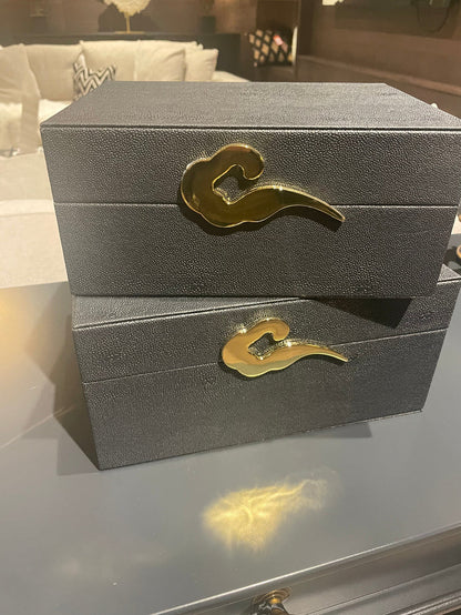 Matte Black jewellery box with gold catch-Renaissance Design Studio