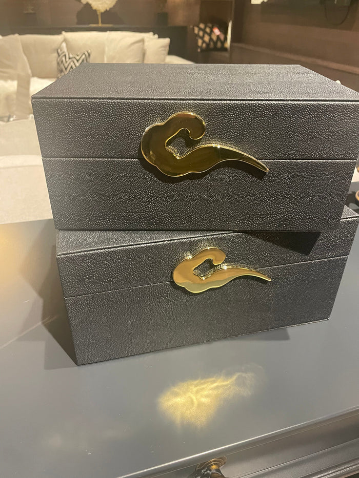 Matte Black jewellery box with gold catch-Renaissance Design Studio