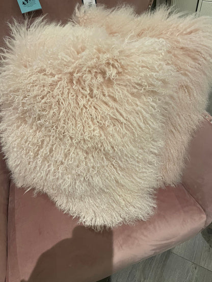 Mongolian Lamb Blush Filled Cushion-Renaissance Design Studio