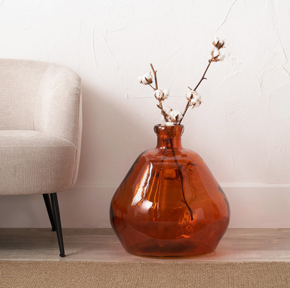 Orange organic recycled glass vase-Renaissance Design Studio