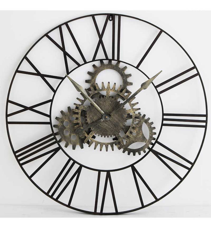 Rimini large black clock with NON moving gears 90 cm for collection no exchange-Renaissance Design Studio