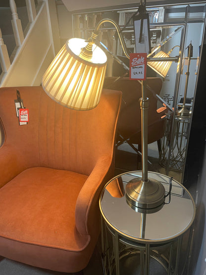 Rise and Fall reading light brass colour with pleated shade REDUCED TO CLEAR-Renaissance Design Studio